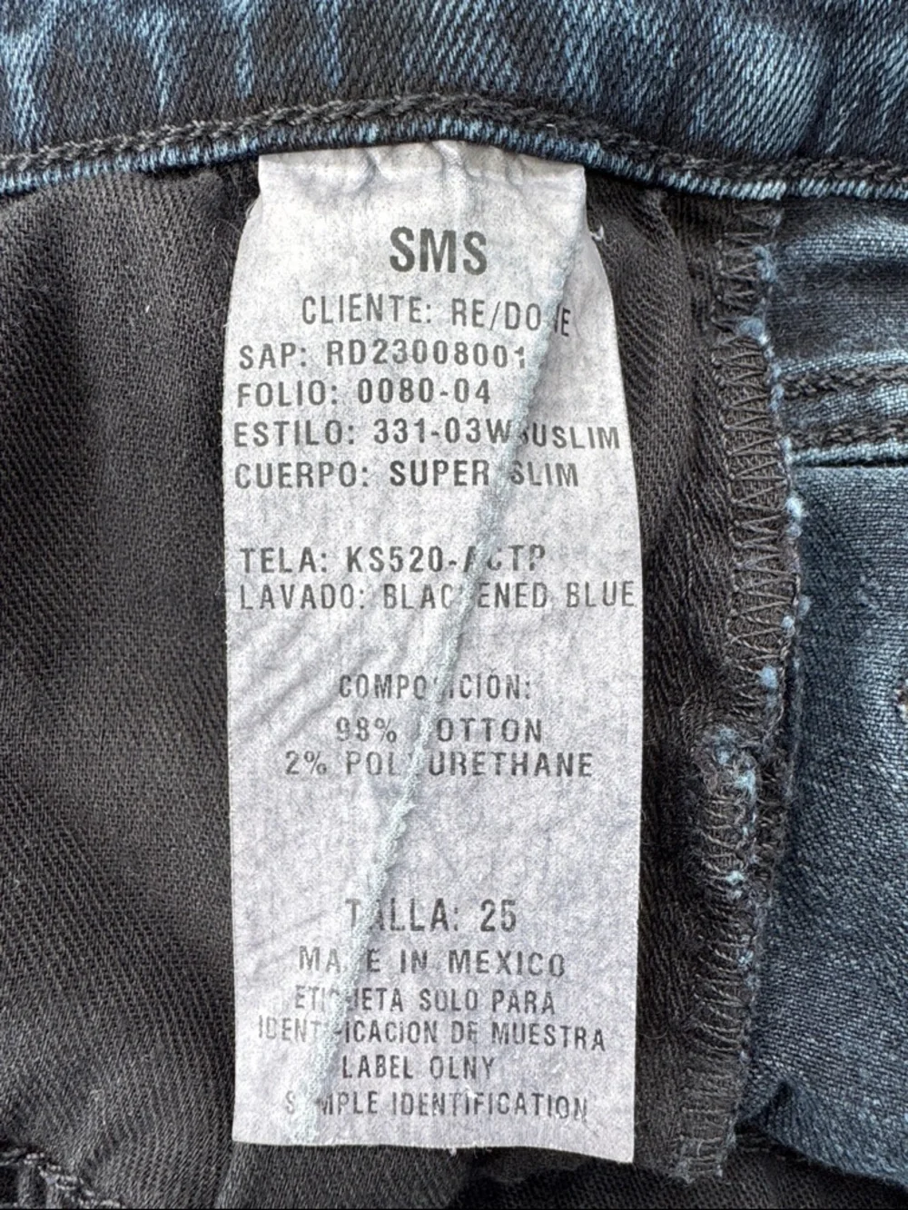 RE/DONE Super Slim Jeans Blackened Blue Size 25